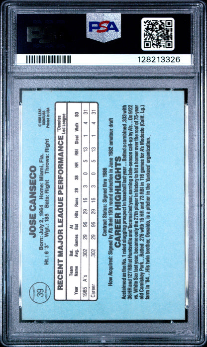 1986 DONRUSS 39 JOSE CANSECO  - EXCELLENT 5