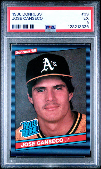 1986 DONRUSS 39 JOSE CANSECO  - EXCELLENT 5