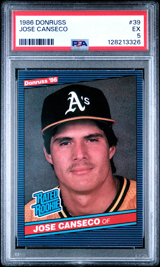 1986 DONRUSS 39 JOSE CANSECO  - EXCELLENT 5