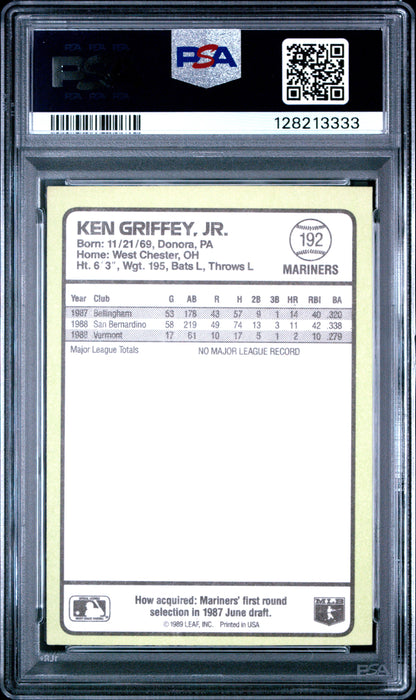 1989 DONRUSS BASEBALL'S BEST 192 KEN GRIFFEY JR.  - MINT 9