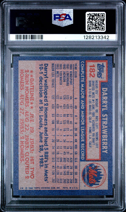 1984 TOPPS 182 DARRYL STRAWBERRY - MINT 9