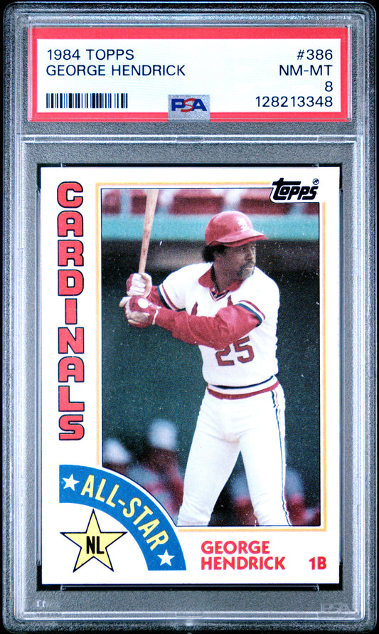 1984 TOPPS 386 GEORGE HENDRICK  - NEAR MINT-MINT 8