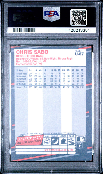 1988 FLEER UPDATE GLOSSY U-87 CHRIS SABO - MINT 9