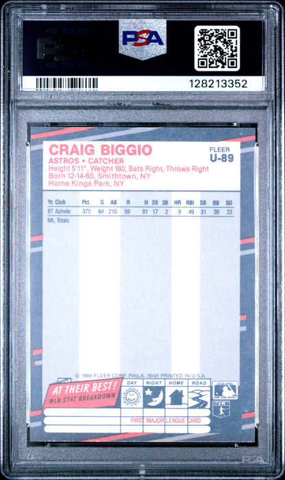 1988 FLEER UPDATE GLOSSY U-89 CRAIG BIGGIO - NEAR MINT 7