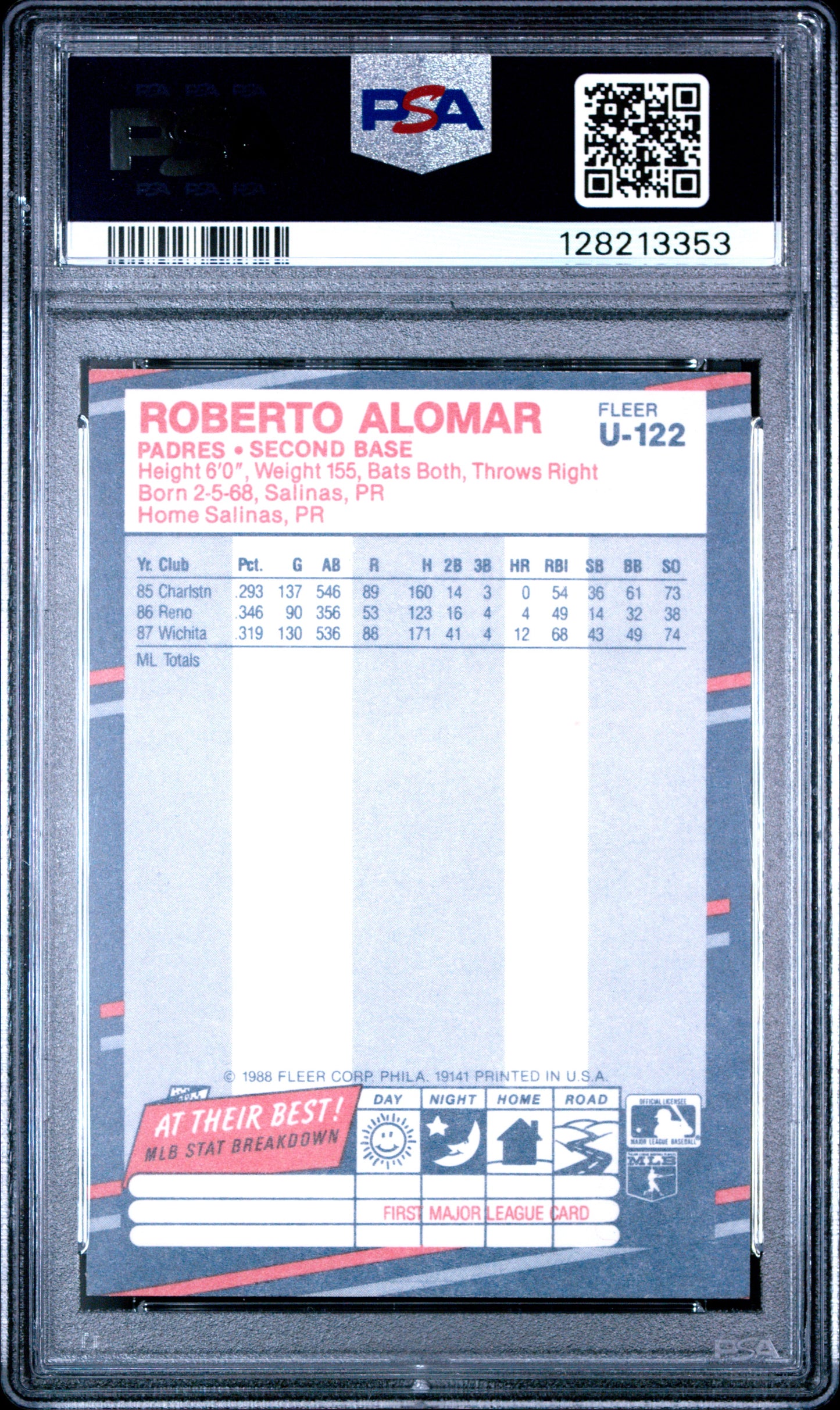 1988 FLEER UPDATE GLOSSY U-122 ROBERTO ALOMAR - MINT 9