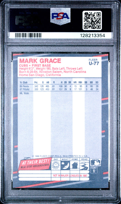 1988 FLEER UPDATE GLOSSY U-77 MARK GRACE - NEAR MINT-MINT 8