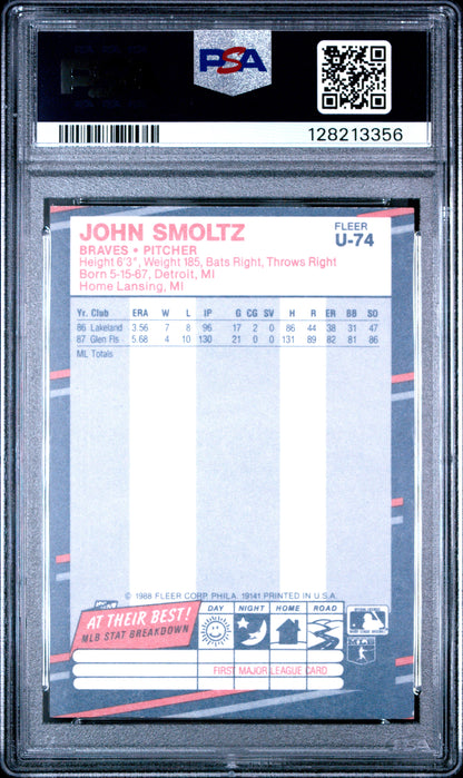 1988 FLEER UPDATE GLOSSY U-74 JOHN SMOLTZ - NEAR MINT-MINT 8