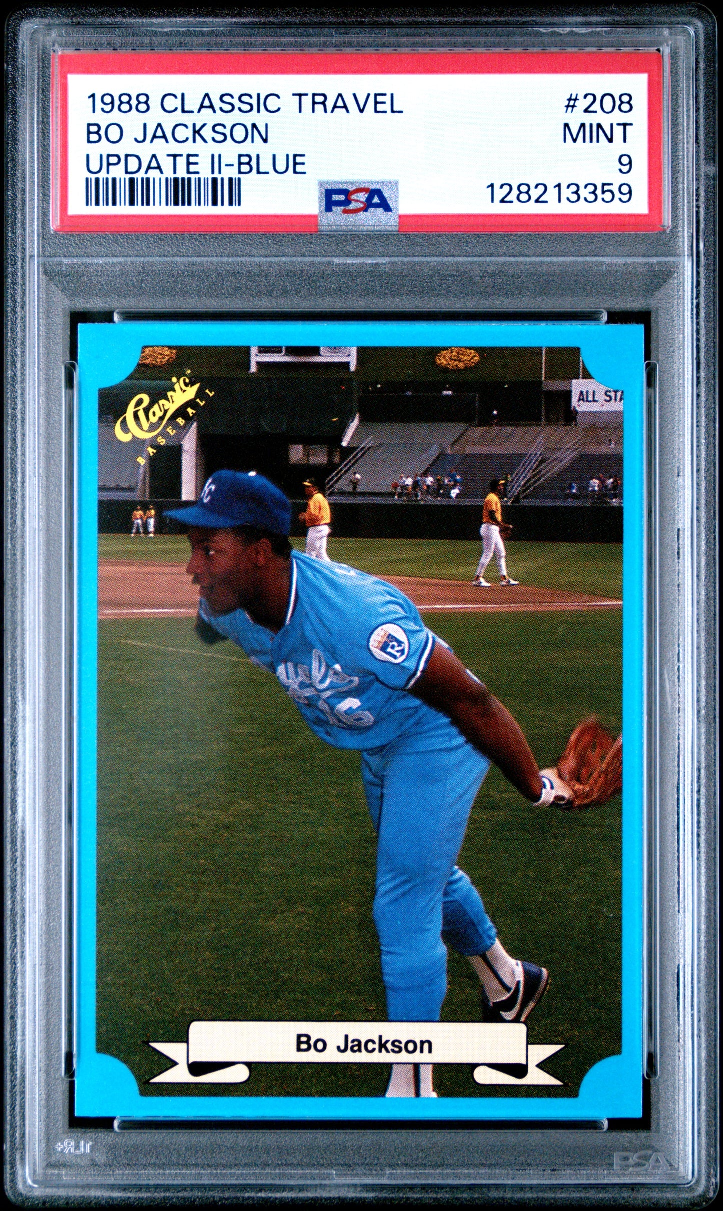 1988 CLASSIC TRAVEL UPDATE II 208 BO JACKSON BLUE - MINT 9