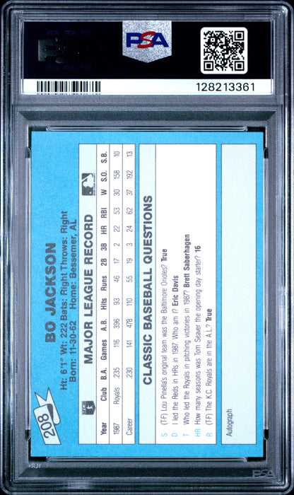 1988 CLASSIC TRAVEL UPDATE II 208 BO JACKSON BLUE - MINT 9