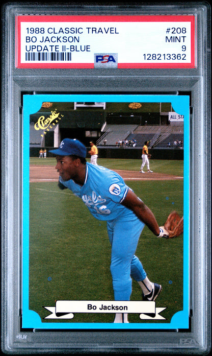 1988 CLASSIC TRAVEL UPDATE II 208 BO JACKSON BLUE - MINT 9