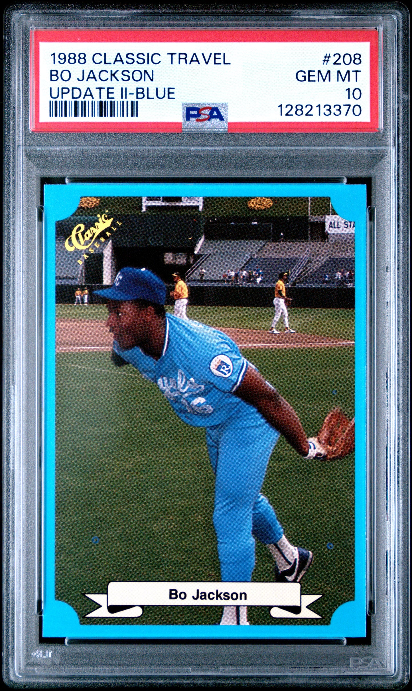 1988 CLASSIC TRAVEL UPDATE II 208 BO JACKSON BLUE - GEM MINT 10