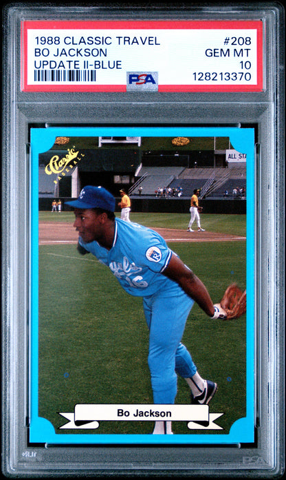 1988 CLASSIC TRAVEL UPDATE II 208 BO JACKSON BLUE - GEM MINT 10