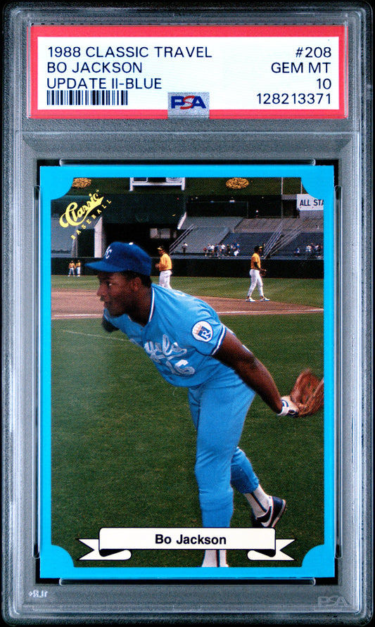 1988 CLASSIC TRAVEL UPDATE II 208 BO JACKSON BLUE - GEM MINT 10