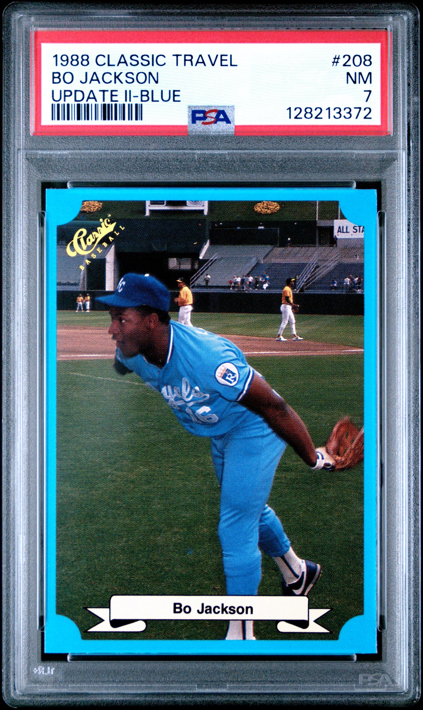 1988 CLASSIC TRAVEL UPDATE II 208 BO JACKSON BLUE - NEAR MINT 7