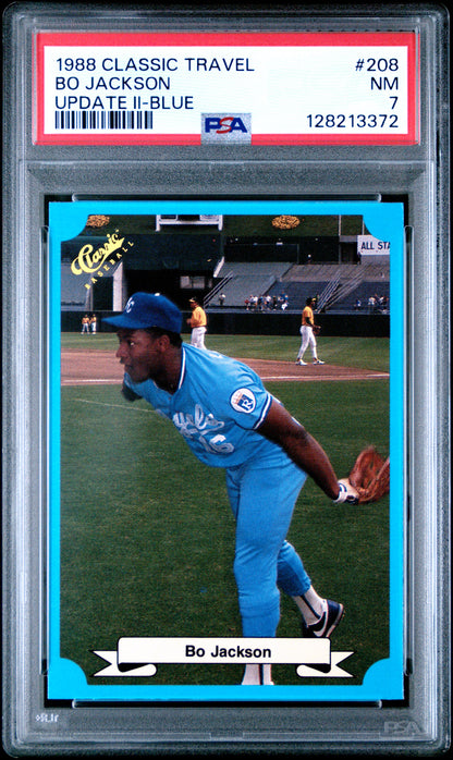1988 CLASSIC TRAVEL UPDATE II 208 BO JACKSON BLUE - NEAR MINT 7