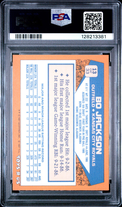 1987 TOYS R US ROOKIES 13 BO JACKSON  - MINT 9