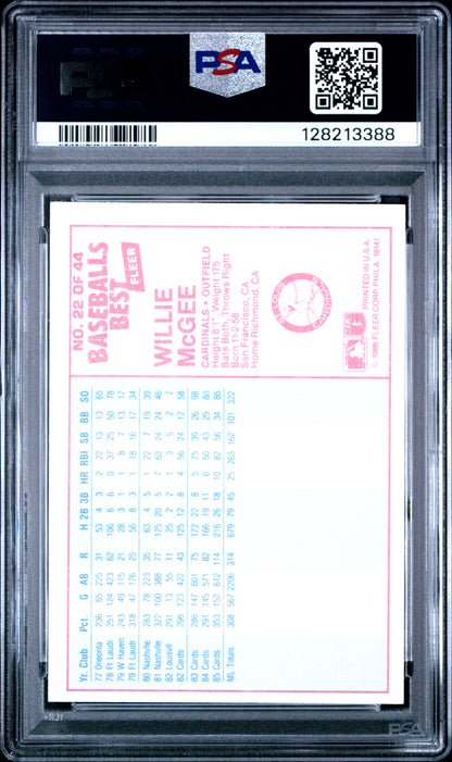 1986 FLEER BASEBALL'S BEST 22 WILLIE McGEE - GEM MINT 10