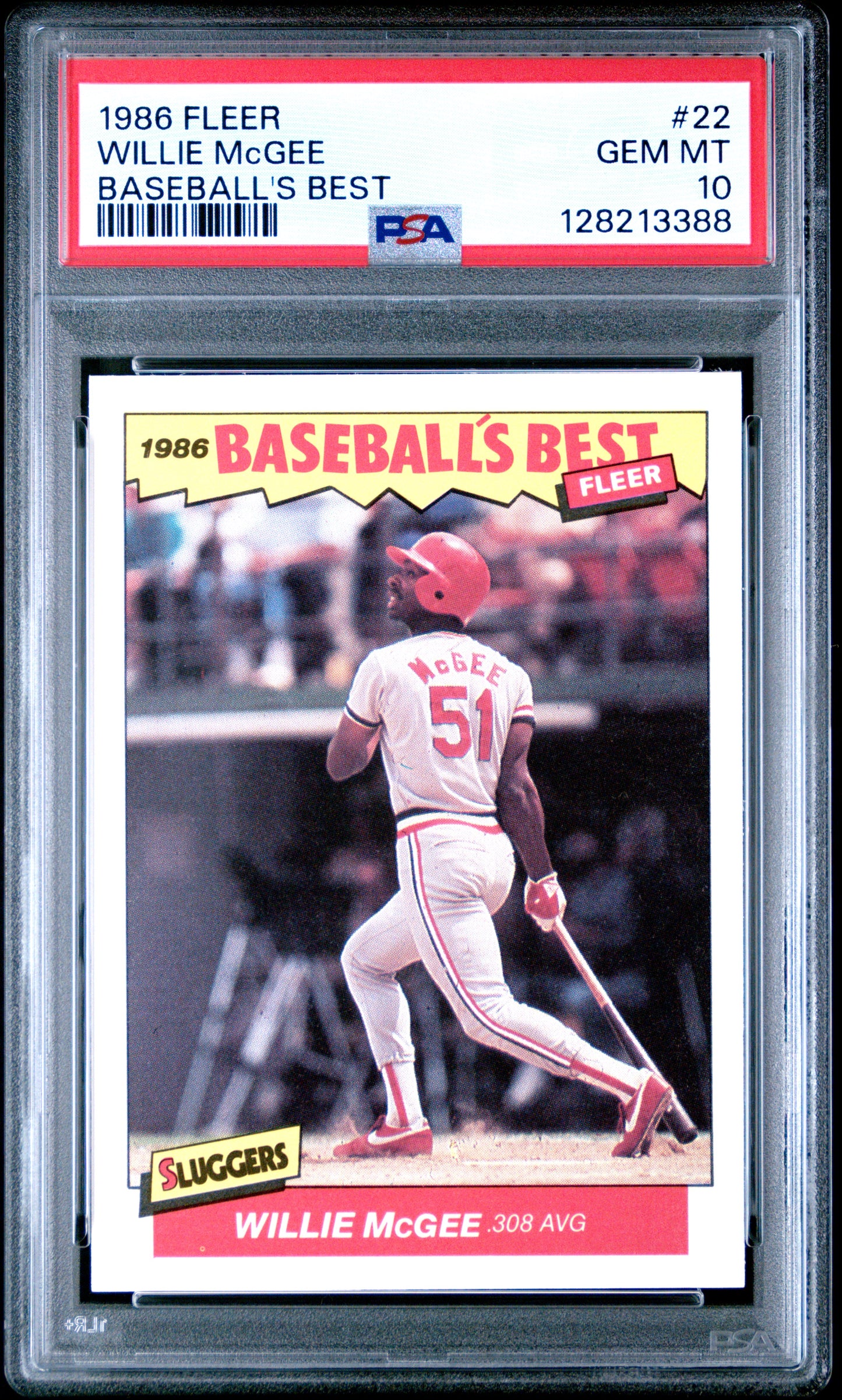 1986 FLEER BASEBALL'S BEST 22 WILLIE McGEE - GEM MINT 10