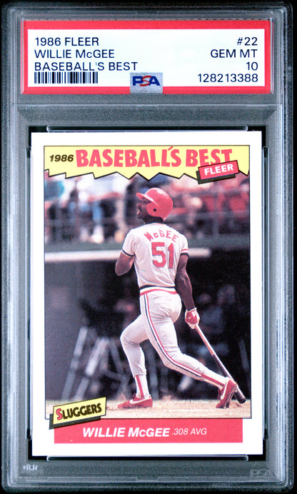 1986 FLEER BASEBALL'S BEST 22 WILLIE McGEE - GEM MINT 10