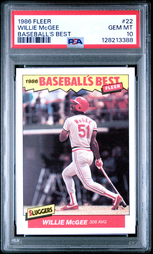 1986 FLEER BASEBALL'S BEST 22 WILLIE McGEE - GEM MINT 10