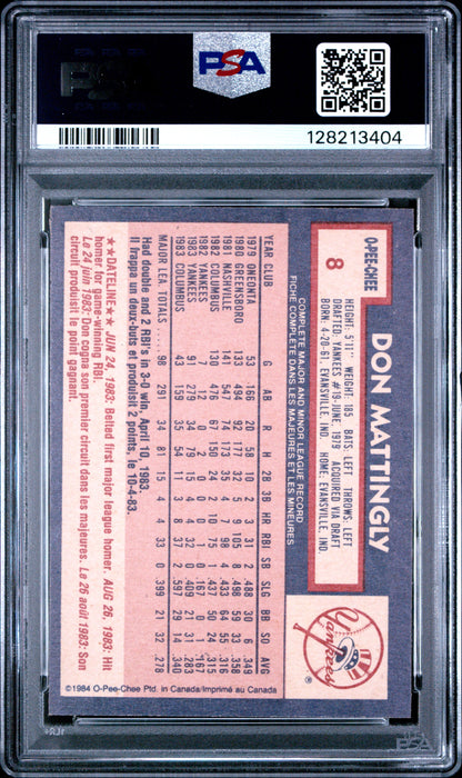 1984 O-PEE-CHEE 8 DON MATTINGLY  - NEAR MINT-MINT 8