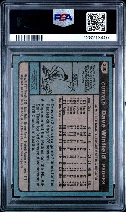 1980 TOPPS 230 DAVE WINFIELD - NEAR MINT 7