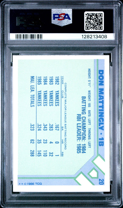 1986 WOOLWORTH 20 DON MATTINGLY  - MINT 9