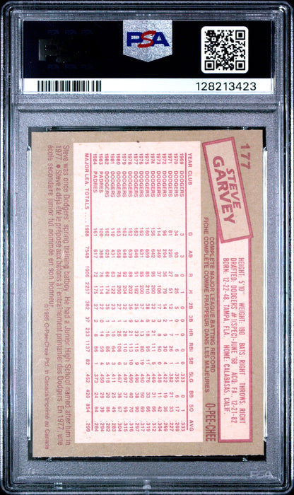 1985 O-PEE-CHEE 177 STEVE GARVEY  - MINT 9