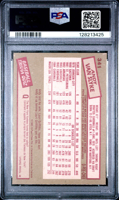1985 O-PEE-CHEE 341 ANDY VAN SLYKE  - MINT 9