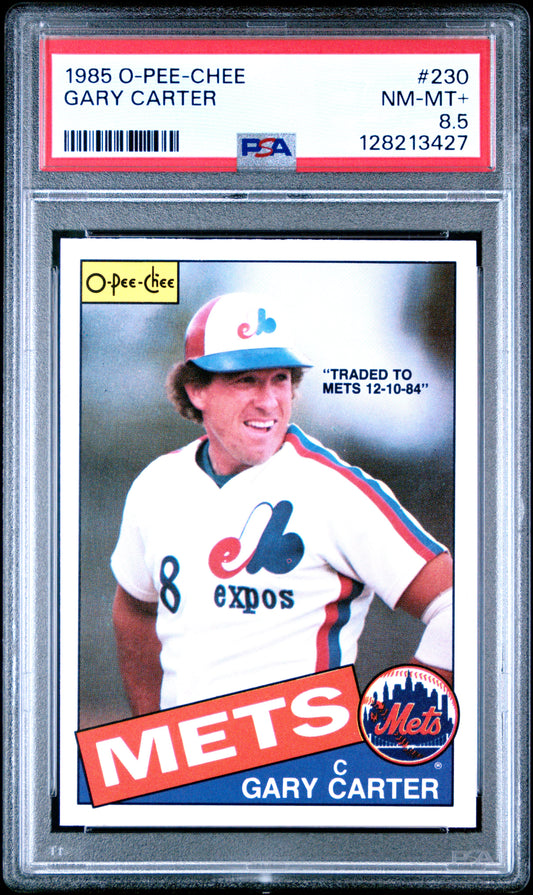 1985 O-PEE-CHEE 230 GARY CARTER  - NEAR MINT-MINT+ 8.5