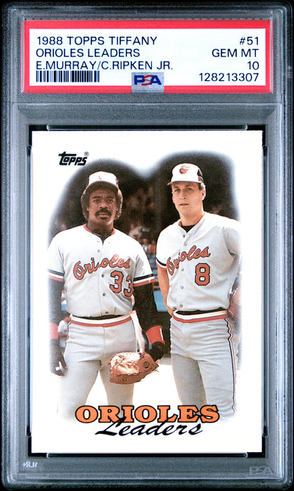 1988 TOPPS TIFFANY 51 ORIOLES LEADERS E.MURRAY/C.RIPKEN JR. - GEM MINT 10