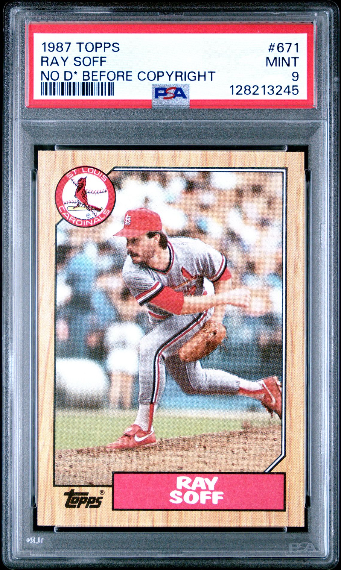 1987 TOPPS 671 RAY SOFF NO D* BEFORE COPYRIGHT LINE - MINT 9