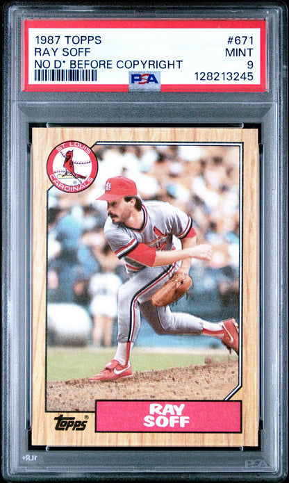1987 TOPPS 671 RAY SOFF NO D* BEFORE COPYRIGHT LINE - MINT 9